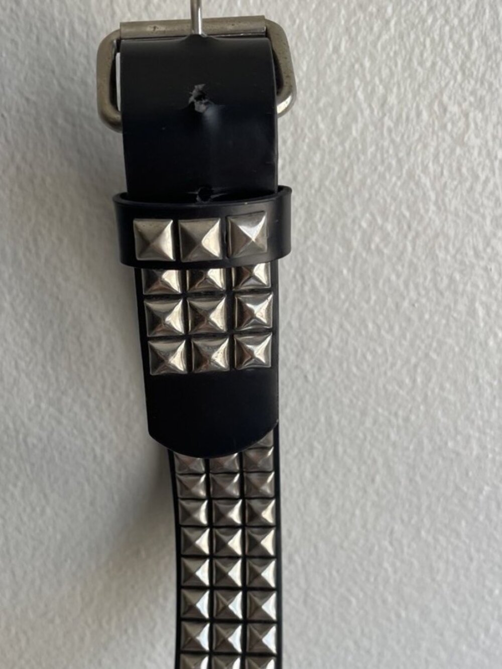 Vintage Hot Topic Pyramid Studded Belt Black Silver Men’s Sz 36 Y2K Emo Goth